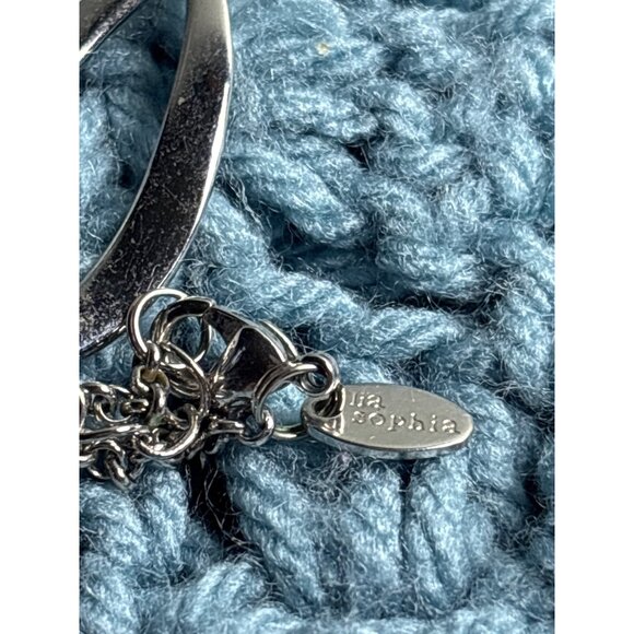 Lia Sophia Escapade Y Necklace Silvertone Faceted Glass Beads 16 - 19 inches - Picture 2 of 2